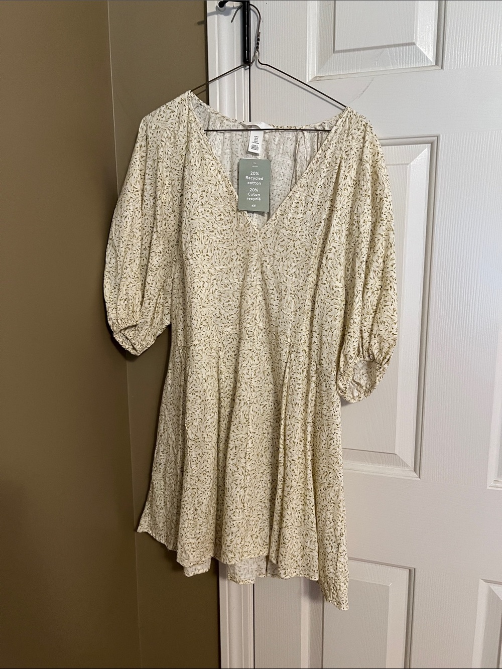 H&M Cream Mini Dress with Delicate Floral Print
